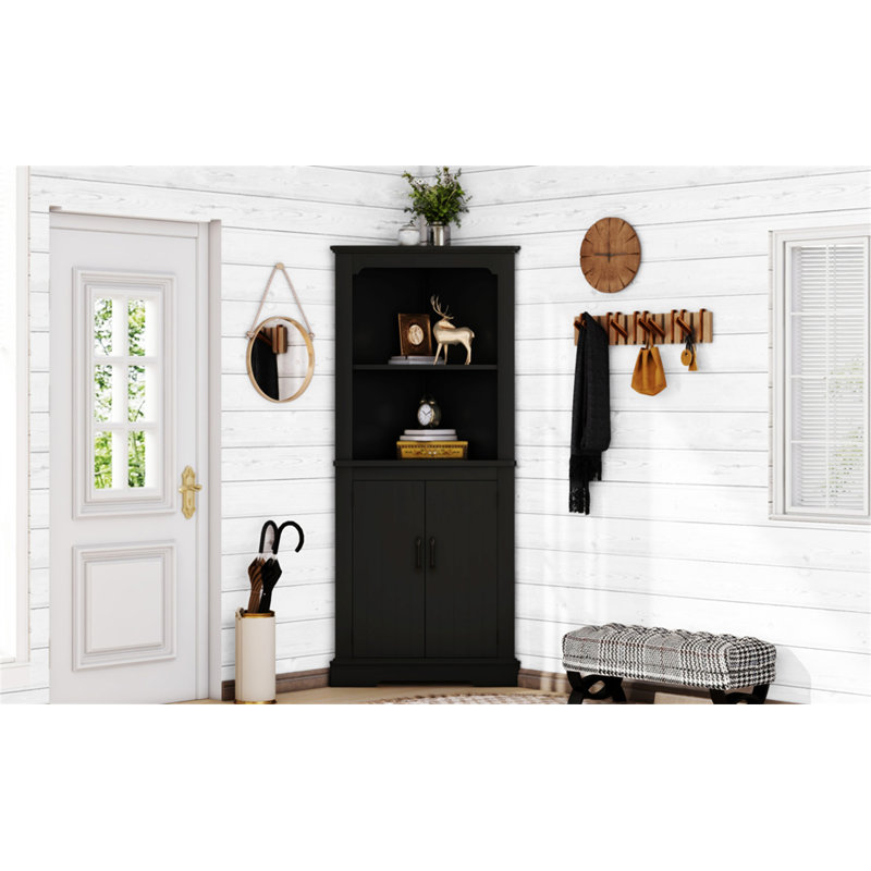 Grande armoire d'angle avec portes pour le salon, Noir