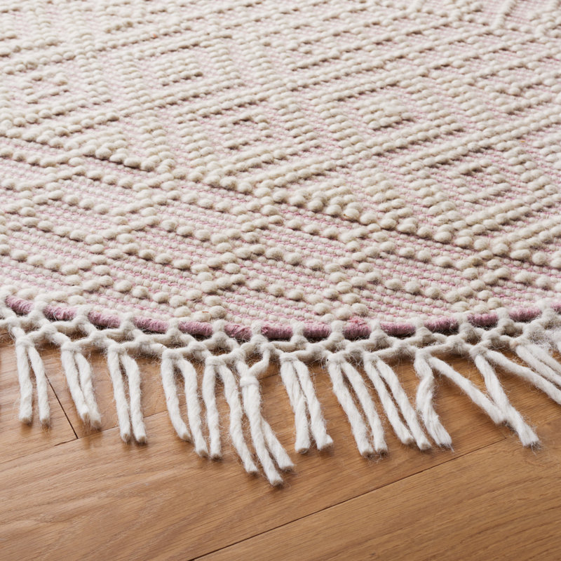 Vintage Look Wool and Cotton Hand Woven Area Rug, Round 183 cm