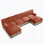 Canapé modulaire 4 places avec 2 repose-pieds en nuage, jupe à pampilles, conception capitonnée, mousse haute densité, base ergonomique en bois, pour les salons et les chambres-479672886-479673033