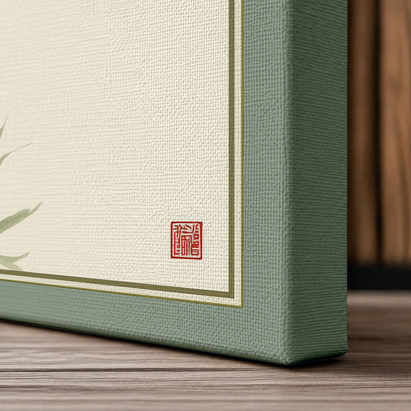 Bamboo in Silence Japandi - Wrapped Canvas, 30x20 - 76.2 x 50.8 cm, Sage Border