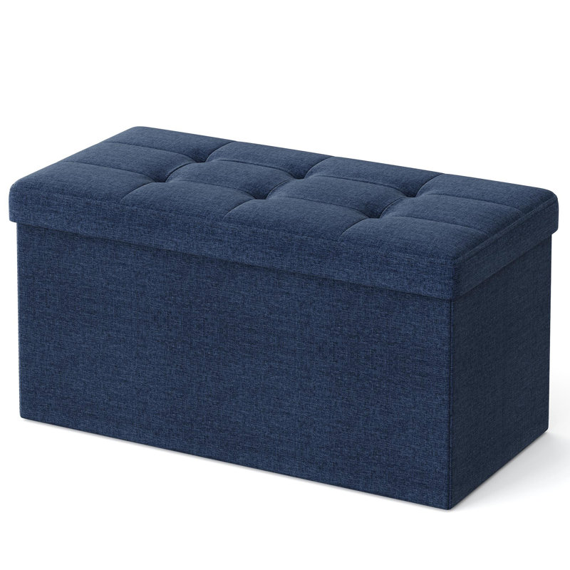 Banc de rangement avec repose-pieds pliant, Marine, Tissu Oxford