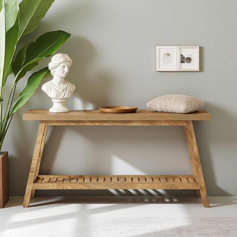 2-Tier Sofa Table,Console Table,Extra-Long Entryway Table, Light Brown