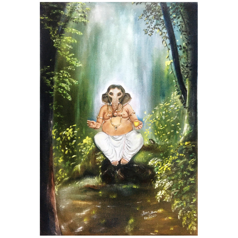 Bal Ganesha | Peinture à l'huile sur toile | Par Amit Suthar