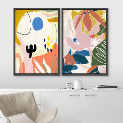 Illustration de formes abstraites de jardin de fleurs Mid-Century