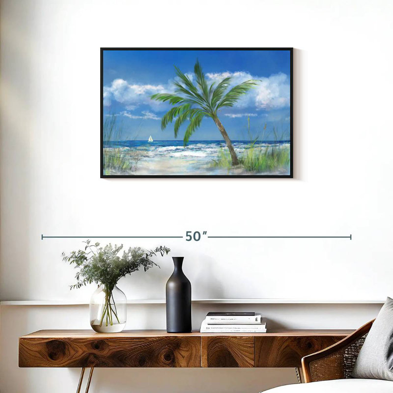 Palmier paradis, Cadre flottant noir, 31 po x 21 po