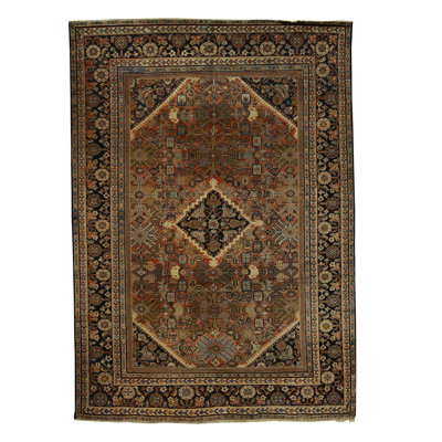Tapis noir et brun de haute qualité noué à la main