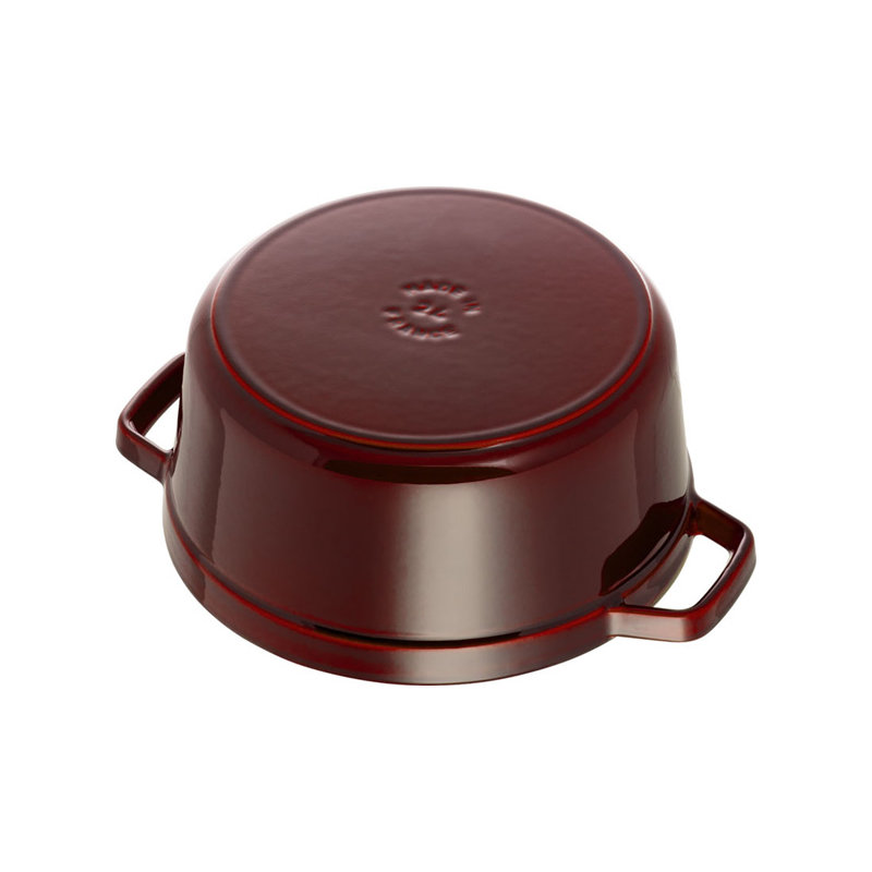 La Cocotte Cast Iron Round Cocotte, 13.25 quarts, Grenadine