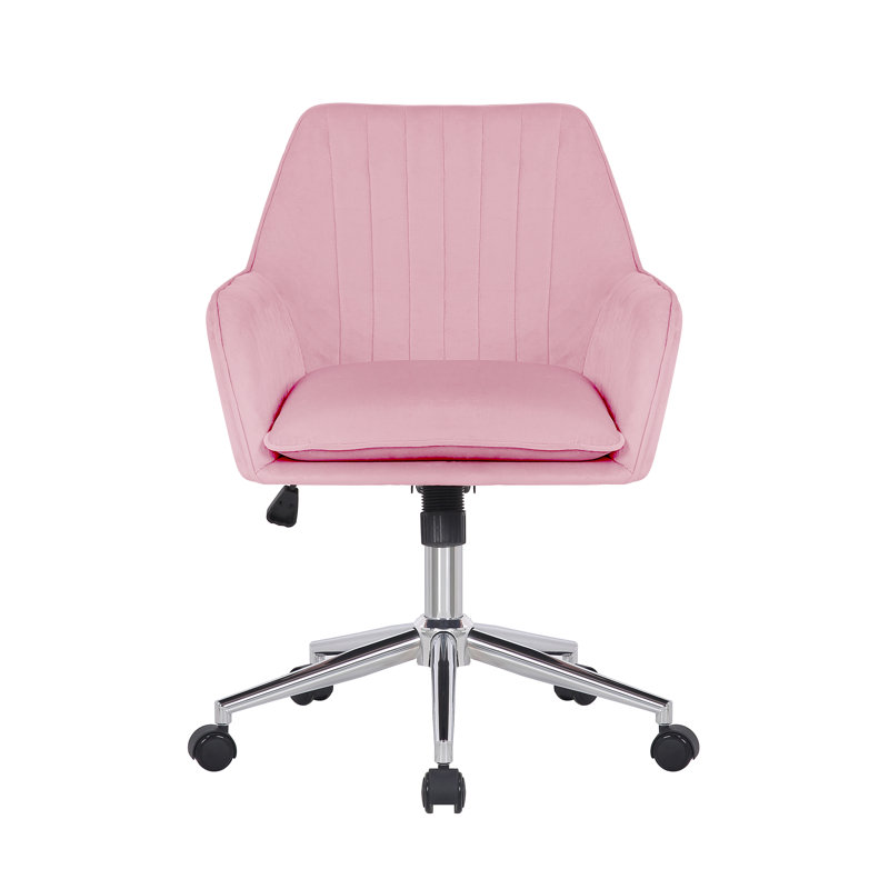 Torrey Velvet Office Chair, Pink, Chrome
