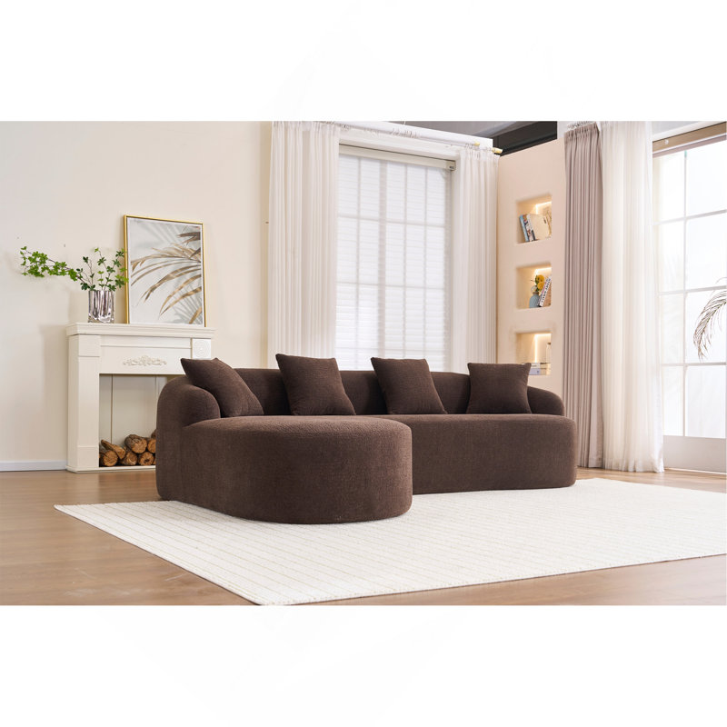 Canapé modulaire incurvé à compression plein caramel Boneless, Brun