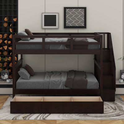 Lit superposé standard en bois 3 tiroirs