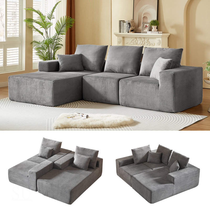 Modular Sectional Sofa With Chaise, Modern L Shaped Cloud Couch With Deep Seat, For Living Room And Bedroom, No Assembly Required