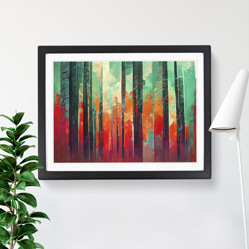 Abstract Forest Arty Vol.4 - Single Picture Frame Painting, 25cm H x 34cm W x 2cm D, Black