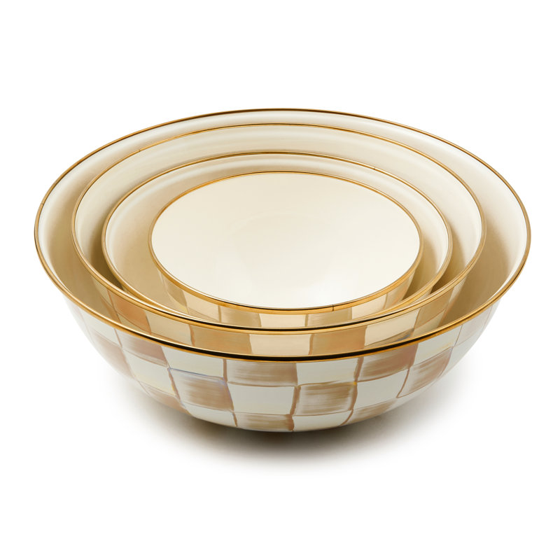 Mocha Check Medium Everyday Bowl, 13"