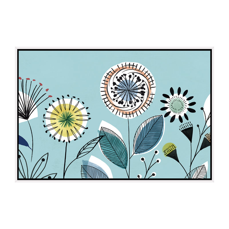 «Scandi Florals I» par Isabelle Z - impression d'art graphique, H 40 po x l 60 po x 1,5 po, Toile blanche encadrée