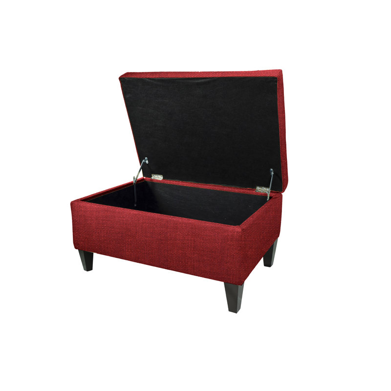 Repose-pieds de rangement rectangulaire en velours de 22 po de large Zaylee, Rubis