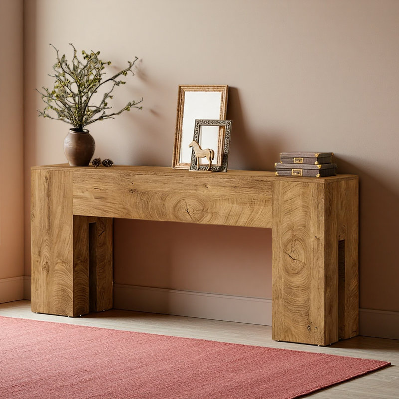 Table d'appoint rustique, console élégante en bois
