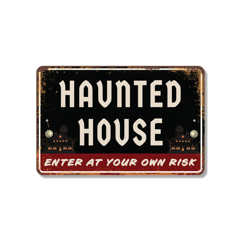 Enseigne en plastique 8 po x 12 po Haunted House Street