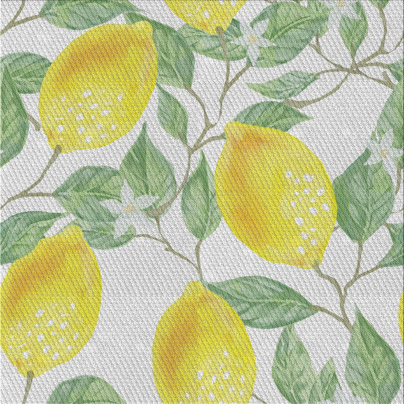 Tapis jaune à motif floral Kali, Carré 8 pi