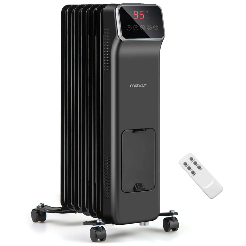Chaufferette de radiateur 1500w remplie d'huile avec télécommande 3 modes de minuterie 24 heures pour l'intérieur, Blanc
