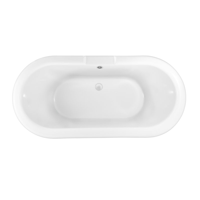 Baignoire de trempage sur pieds 59 po., Blanc brillant, Blanc brillant