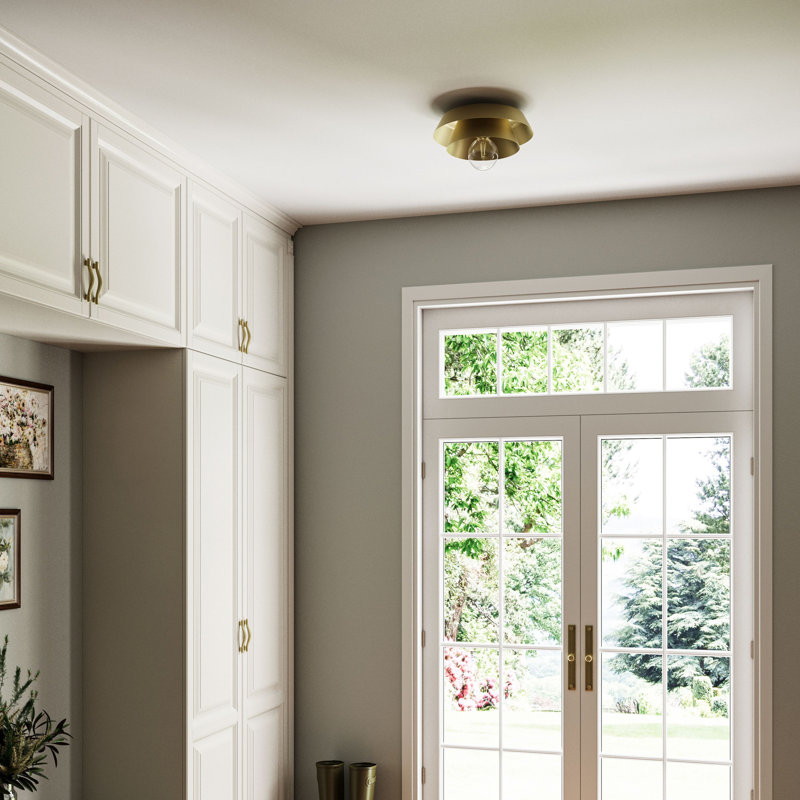 Avec 12 in. 1-Light Brushed Gold Luxe Flush Mount