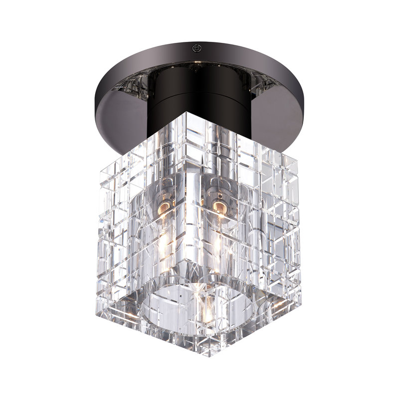 Crystal Semi Flush Mount, Black Chrome