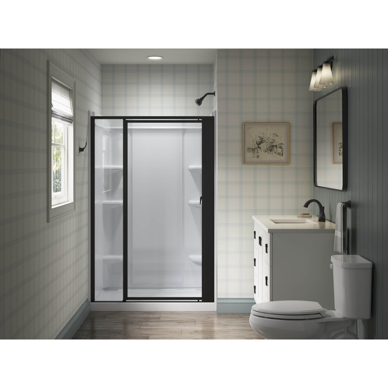 Attend 69" H Pivot Shower Door With 1/8"-Thick Glass, Black