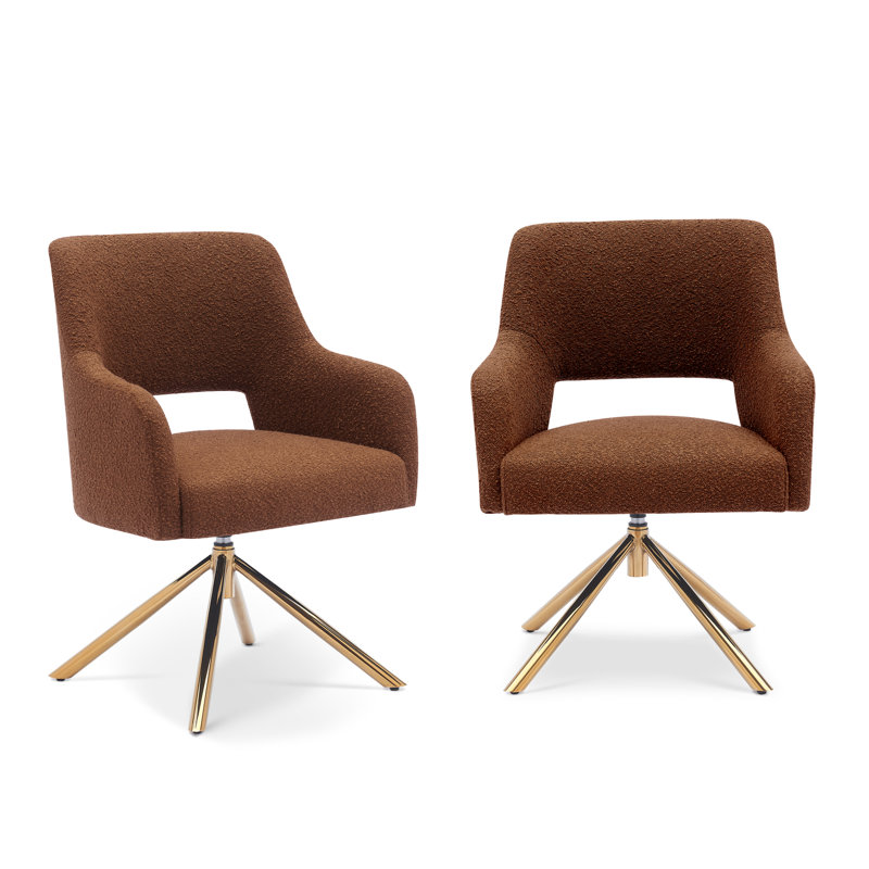 Upholstered Swivel Armchair, Rust Orange Polyester Blend