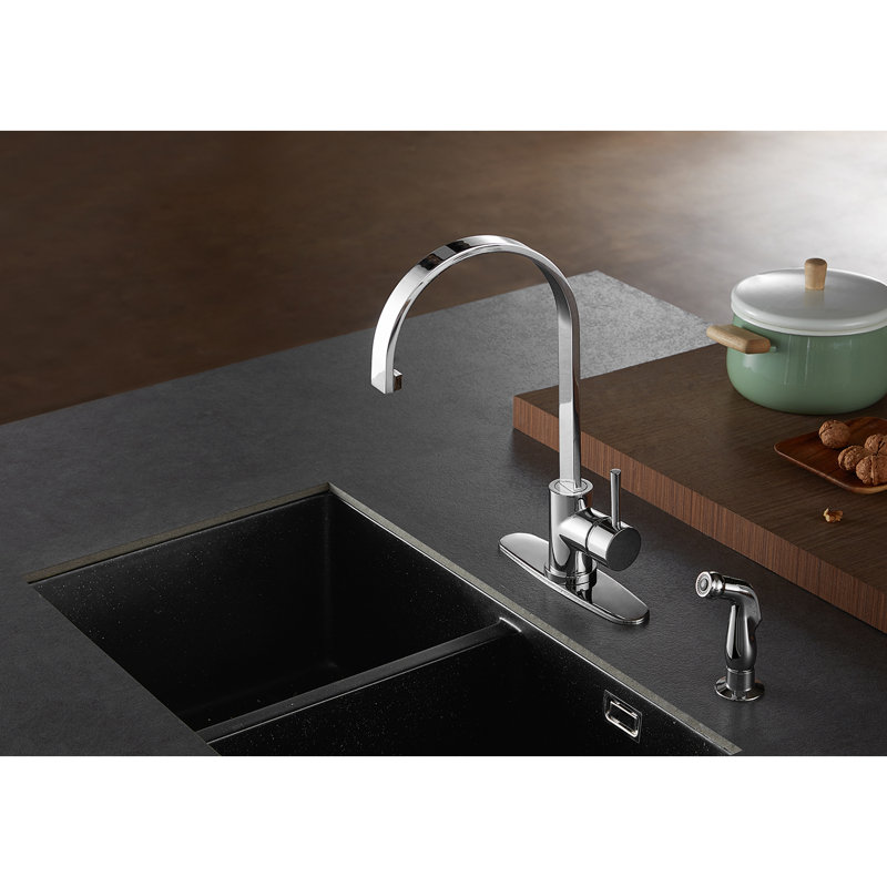 Robinet de cuisine à poignée simple pull down Continental, Chrome poli