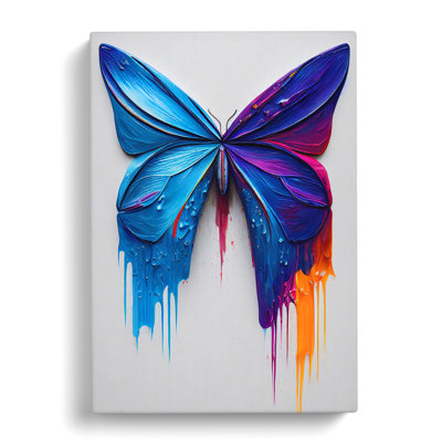 Butterfly With Dripping Paint No.4 - Wrapped Canvas