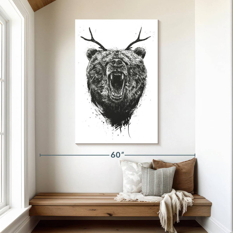 Brampt Angry Bear With Antlers, 48" H x 32" W
