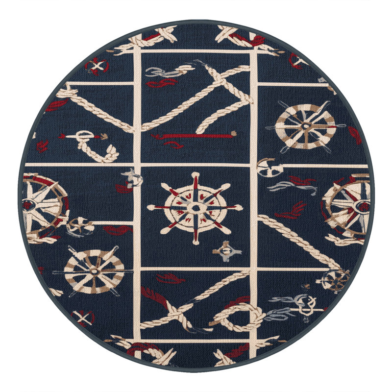  Tapis bord de mer lavable Modern, Rond 4 pi
