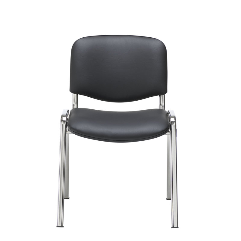 Silsden Armless Stacking Chair, Black, Chrome