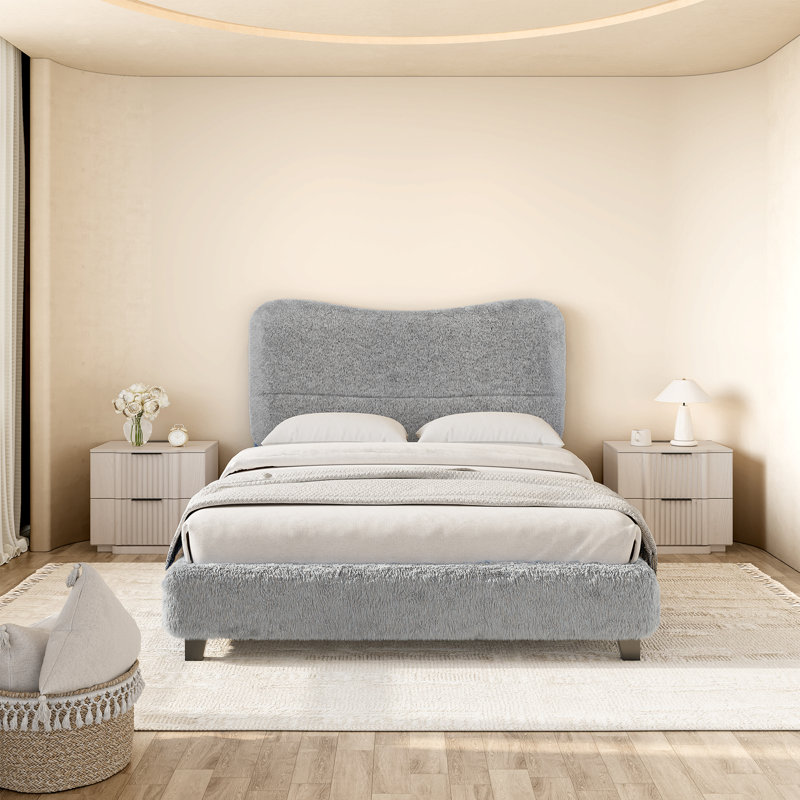 Lit tapissier moelleux et moelleux Cloud-Feel, Gris, Grand lit