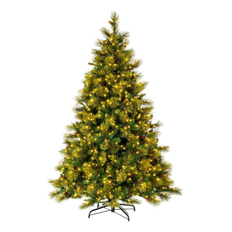 90'' H Green Realistic Fir Flocked/Frosted Christmas Tree with 850 LED Lights, 7.5' H