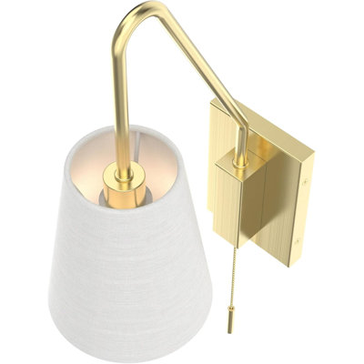 Applique murale réglable à bras articulé avec interrupteur à chaîne, lampe de lecture câblée avec abat-jour en lin pour la chambre à coucher, le salon et le bureau
