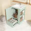 Meuble-lavabo autoportant avec lavabo en céramique, trou de robinet simple, rangement en panneau de fibres à densité moyenne, tiroir à fermeture en douceur, tablettes ouvertes et barre à serviettes en pin pour les espaces compacts-154653034