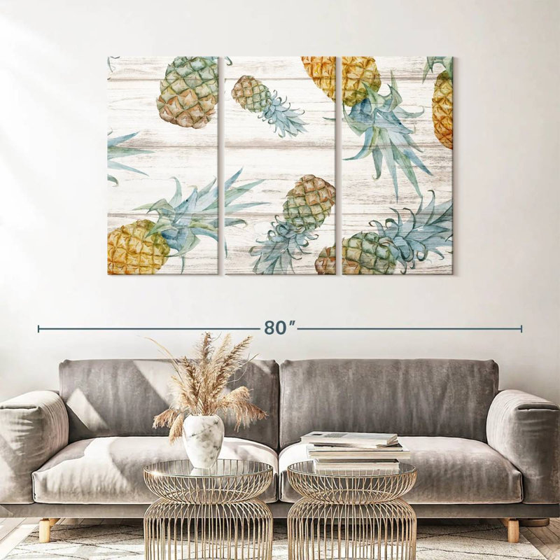 " Pineapple Pattern " by Mulberry Designs 3 - Pieces, 57" H x 36" W x 1.25" D