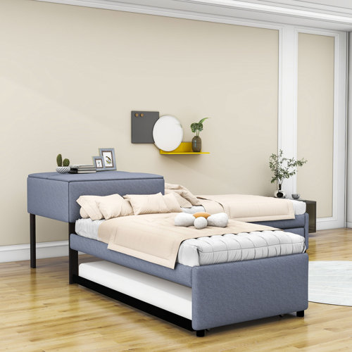 Latitude Run® Lampart Twin Size L-Shaped Upholstered Platform Bed with ...