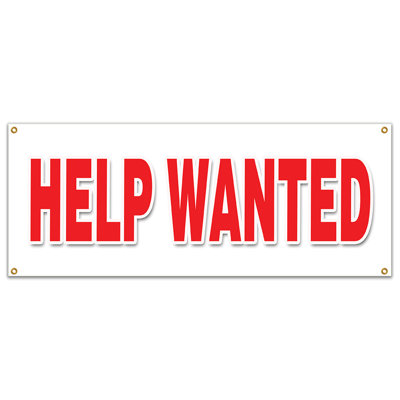 HELP WANTED BANNER SIGN Now Hiring Interview Application Job Position Career