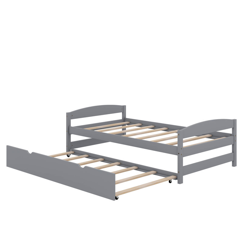 Lit plateforme simple avec lit gigogne, Gris