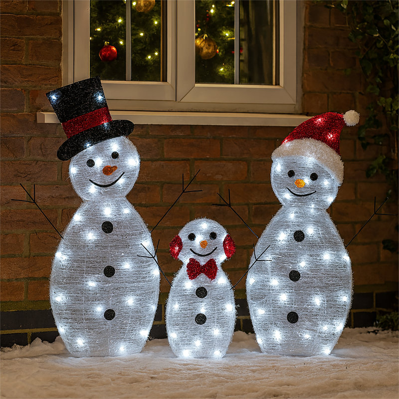 Festive Set of 3 Snowmen 80 Leds