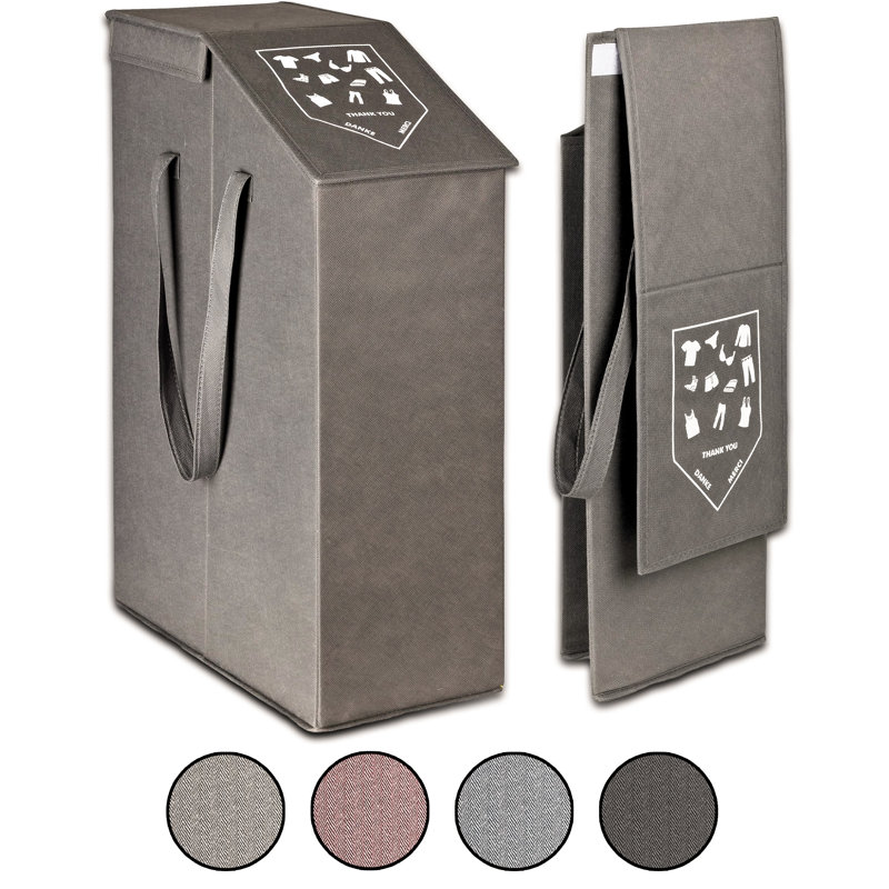 Fabric Laundry Hamper with Handles, Dark Grey