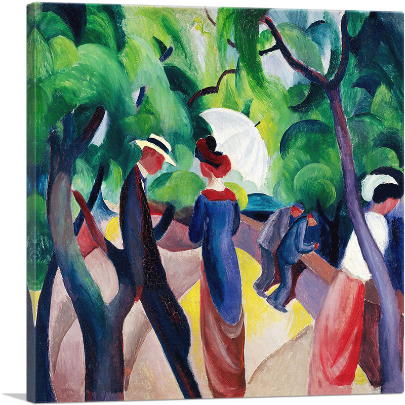 Promenade 1913 par August Macke - reproduction d'art sur toile tendue, H 18 po x l 18 po x P 0,75 po