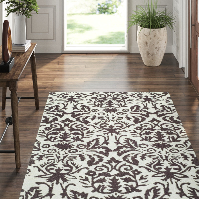 Damask Wool Hand Woven Area Rug, Rectangle 160 x 251cm