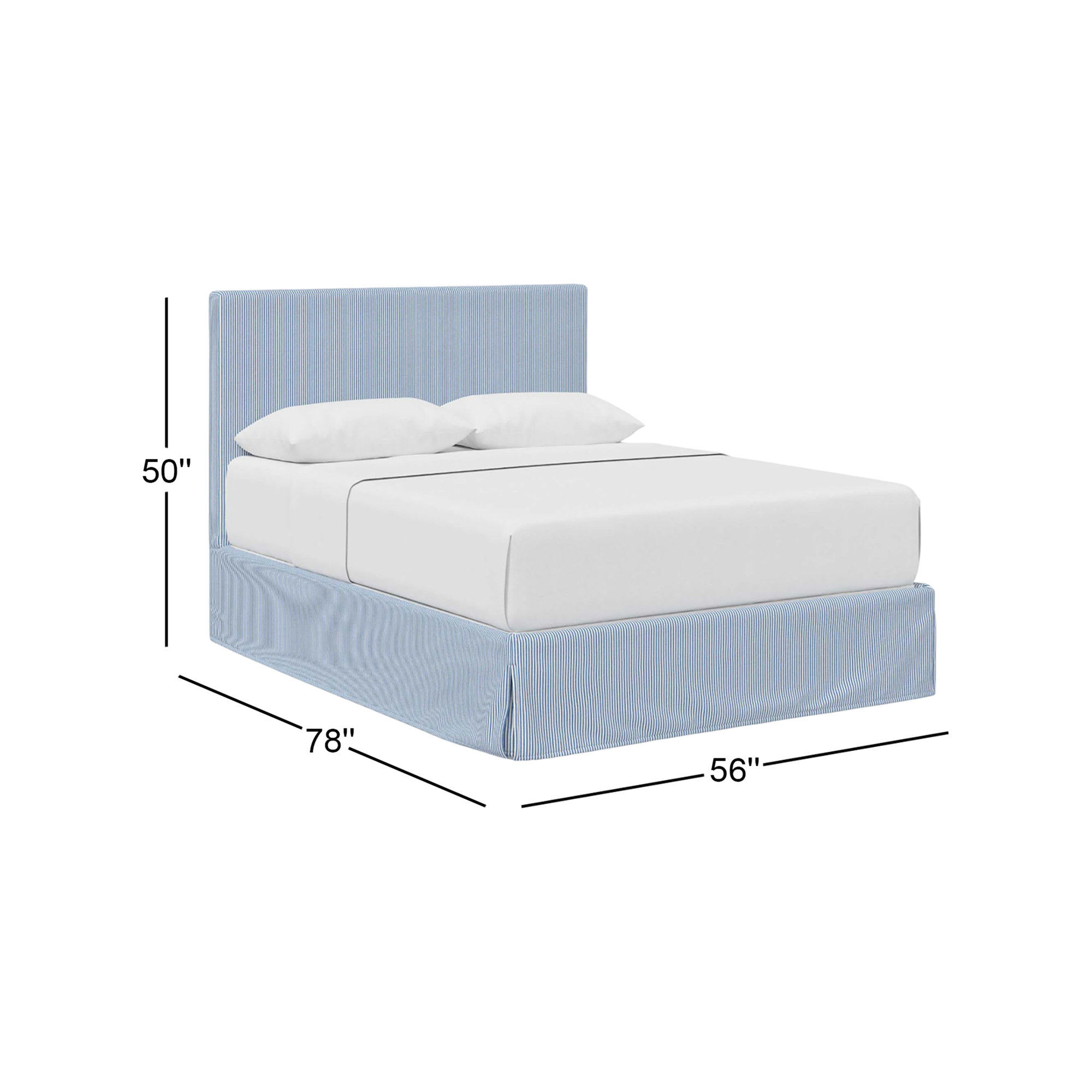 Verona Upholstered Slipcover Bed, Full, Prep Stripe Blue