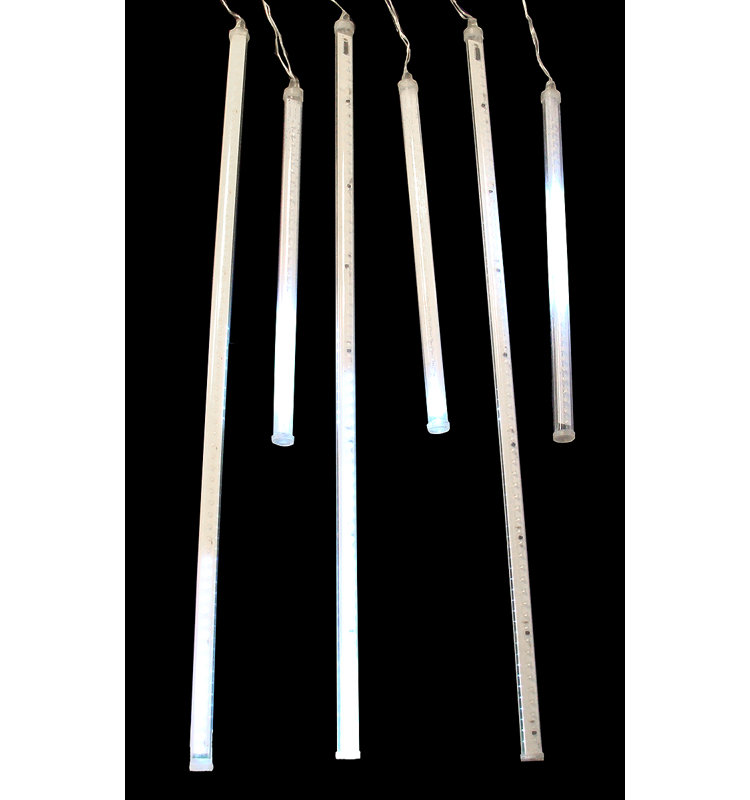 Tubes lumineux de Noël avec glaçons blancs en forme de glaçons - Fil transparent de 21 pi