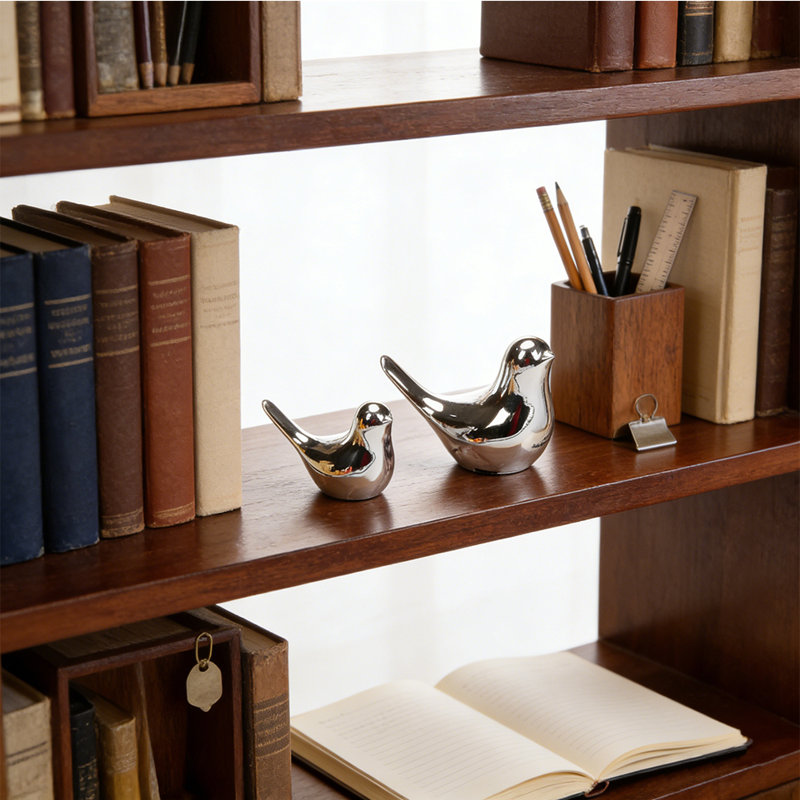 2 pièces statues d'oiseaux décorations de style moderne pour la décoration de table salon, chambre à coucher, bureau (1 grand, 1 petit)