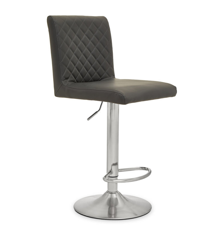Counter Stool with Metal Frame, Silver, Grey
