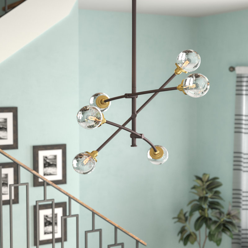 Lustre spoutnik 6 lumières Eudora, Bronze occidental